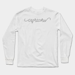 Capricorn Script Zodiac Sticker Long Sleeve T-Shirt